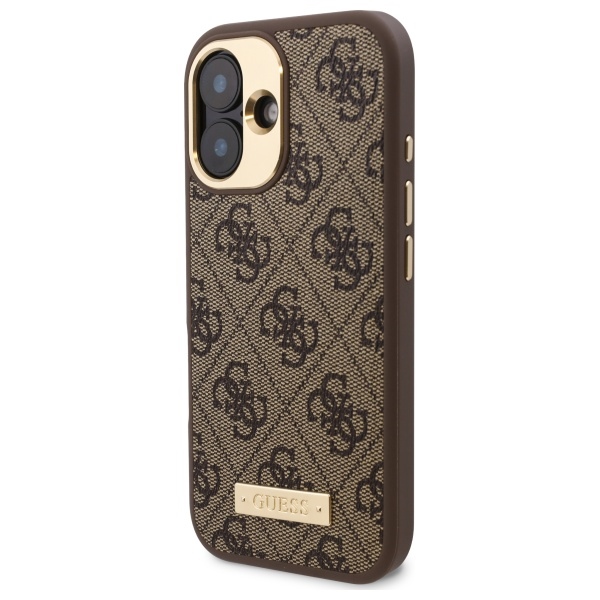 iTok webáruház - Guess Guess 4G Logo Plate MagSafe iPhone 16 Plus tok (barna) 2 Guess 4G Logo Plate MagSafe iPhone 16 Plus Case (barna)
