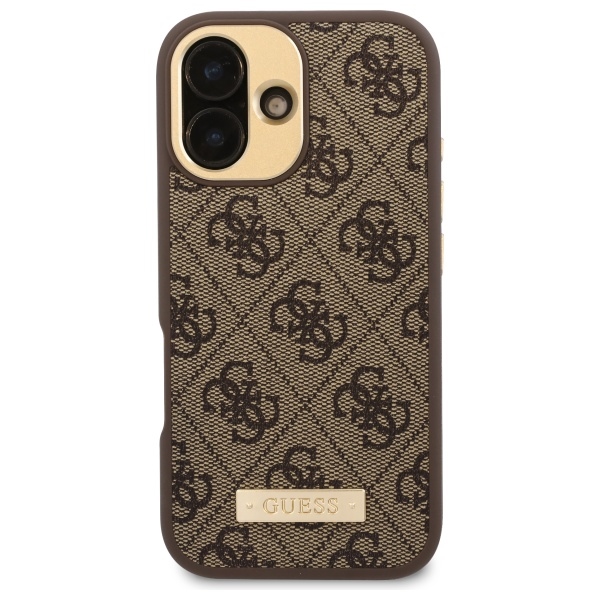 iTok webáruház - Guess Guess 4G Logo Plate MagSafe iPhone 16 Plus tok (barna) 3 Guess 4G Logo Plate MagSafe iPhone 16 Plus Case (barna)