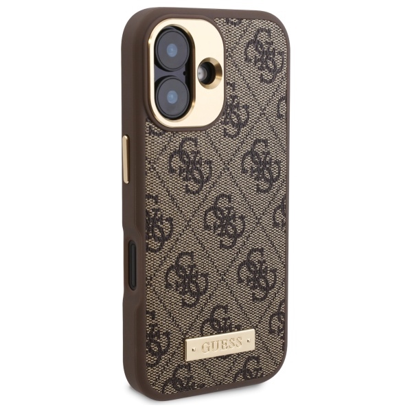 iTok webáruház - Guess Guess 4G Logo Plate MagSafe iPhone 16 Plus tok (barna) 4 Guess 4G Logo Plate MagSafe iPhone 16 Plus Case (barna)