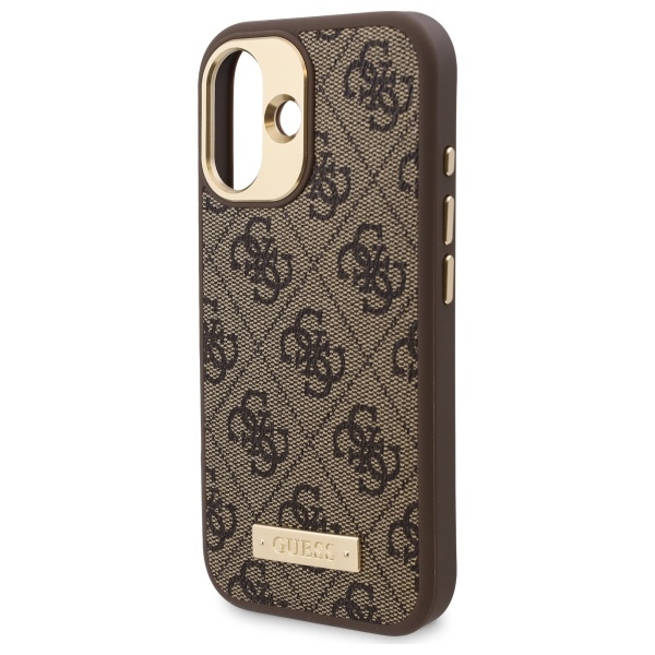iTok webáruház - Guess Guess 4G Logo Plate MagSafe iPhone 16 Plus tok (barna) 6 Guess 4G Logo Plate MagSafe iPhone 16 Plus Case (barna)