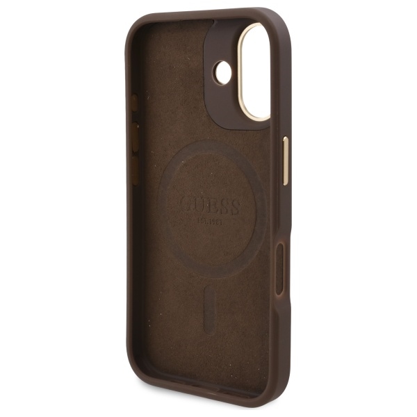 iTok webáruház - Guess Guess 4G Logo Plate MagSafe iPhone 16 Plus tok (barna) 7 Guess 4G Logo Plate MagSafe iPhone 16 Plus Case (barna)