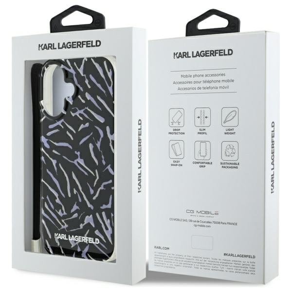 iTok webáruház - Karl Lagerfeld Karl Lagerfeld Zebra With Cord tok iPhone 16 Plus készülékhez (lila) 7 Karl Lagerfeld Zebra With Cord iPhone 16 Plus Case (lila)