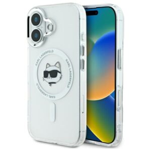 Karl Lagerfeld IML Metal Choupette Head MagSafe tok iPhone 16 Plus készülékhez (fehér)