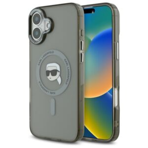 Karl Lagerfeld IML Metal Karl Head MagSafe tok iPhone 16 Plus készülékhez (fekete)