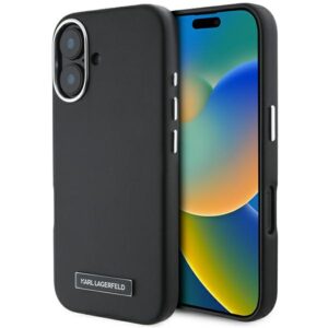 Karl Lagerfeld FW Metal Plate MagSafe tok iPhone 16 Plus készülékhez (fekete)