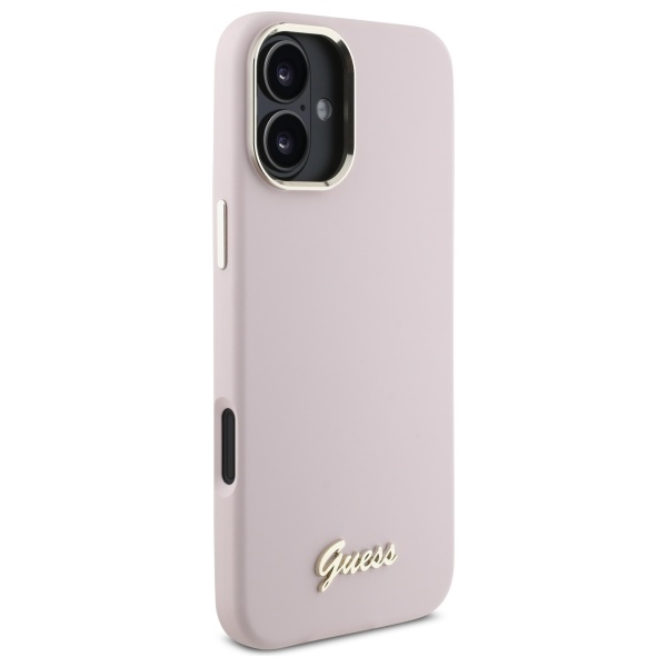 iTok webáruház - Guess Guess Silicone Script Metal Logo & Frame iPhone 16 Plus tok (rózsaszín) 4 Guess Silicone Script Metal Logo & Frame iPhone 16 Plus Case (rózsaszín)
