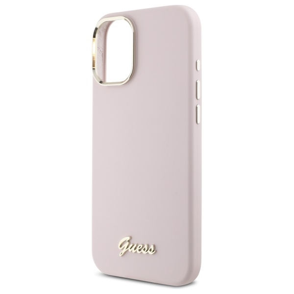 iTok webáruház - Guess Guess Silicone Script Metal Logo & Frame iPhone 16 Plus tok (rózsaszín) 6 Guess Silicone Script Metal Logo & Frame iPhone 16 Plus Case (rózsaszín)