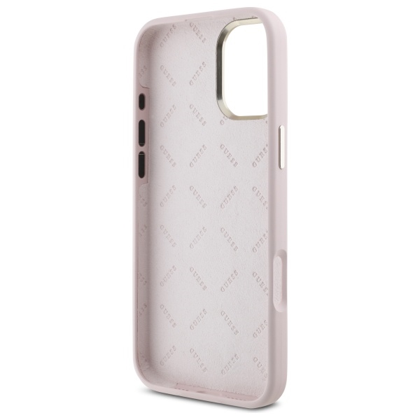 iTok webáruház - Guess Guess Silicone Script Metal Logo & Frame iPhone 16 Plus tok (rózsaszín) 7 Guess Silicone Script Metal Logo & Frame iPhone 16 Plus Case (rózsaszín)