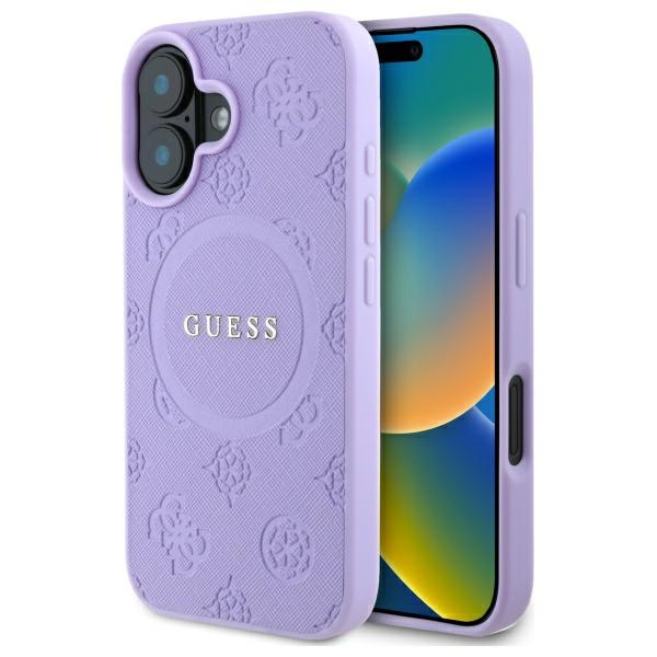 iTok webáruház - Guess Guess Saffiano Peony Classic Logo MagSafe tok iPhone 16 Plus készülékhez (lila) 1 Guess Saffiano Peony Classic Logo MagSafena iPhone 16 Plus Case (lila)