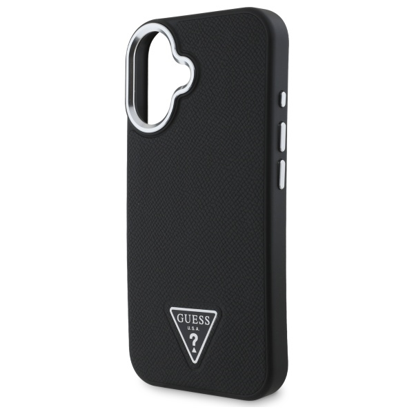 iTok webáruház - Guess Guess GUHMP16MPGTSPSK iPhone 16 Plus 6,7 hüvelykes fekete tok – Grained Triangle MagSafe 6 Guess GUHMP16MPGTSPSK iPhone 16 Plus 6.7" black/black hardcase Grained Triangle MagSafe