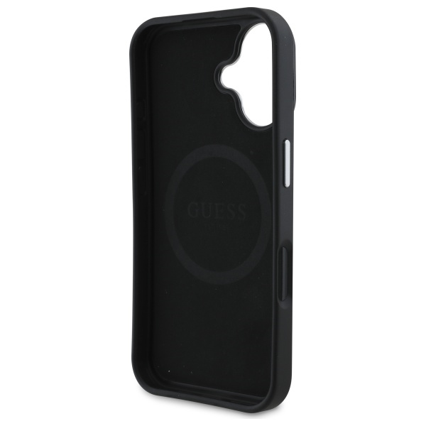 iTok webáruház - Guess Guess GUHMP16MPGTSPSK iPhone 16 Plus 6,7 hüvelykes fekete tok – Grained Triangle MagSafe 7 Guess GUHMP16MPGTSPSK iPhone 16 Plus 6.7" black/black hardcase Grained Triangle MagSafe