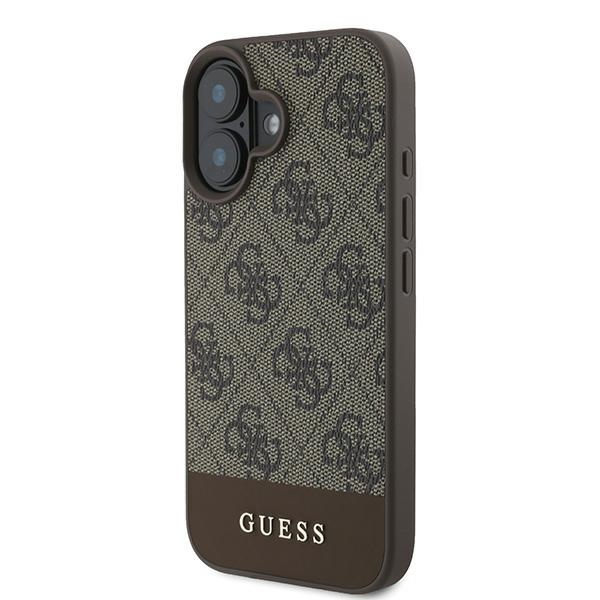 iTok webáruház - Guess Guess 4G Bottom Stripe tok iPhone 16 Plus készülékhez (barna) 2 Guess 4G Bottom Stripe Case for iPhone 16 Plus 6.7" (barna)