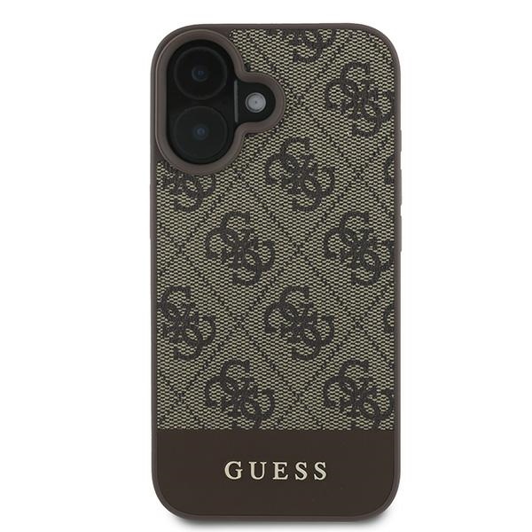 iTok webáruház - Guess Guess 4G Bottom Stripe tok iPhone 16 Plus készülékhez (barna) 3 Guess 4G Bottom Stripe Case for iPhone 16 Plus 6.7" (barna)