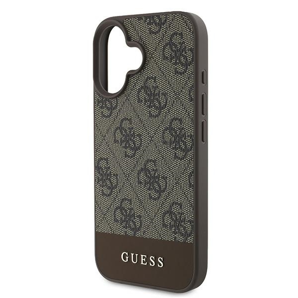 iTok webáruház - Guess Guess 4G Bottom Stripe tok iPhone 16 Plus készülékhez (barna) 6 Guess 4G Bottom Stripe Case for iPhone 16 Plus 6.7" (barna)