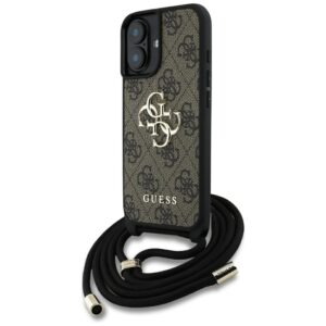 Guess 4G Big Logo Cord Stap Crossbody tok iPhone 16 Plus készülékhez – barna