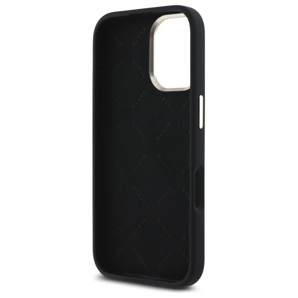iTok webáruház - Guess Guess Silicone Script Metal Logo & Frame tok iPhone 16 Plus készülékhez (fekete) 7 Guess Silicone Script Metal Logo & Frame Case for iPhone 16 Plus (fekete)