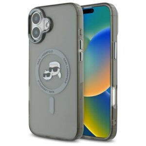Karl Lagerfeld IML Metal Karl&Choupette Head MagSafe tok iPhone 16 Plus készülékhez (fekete)