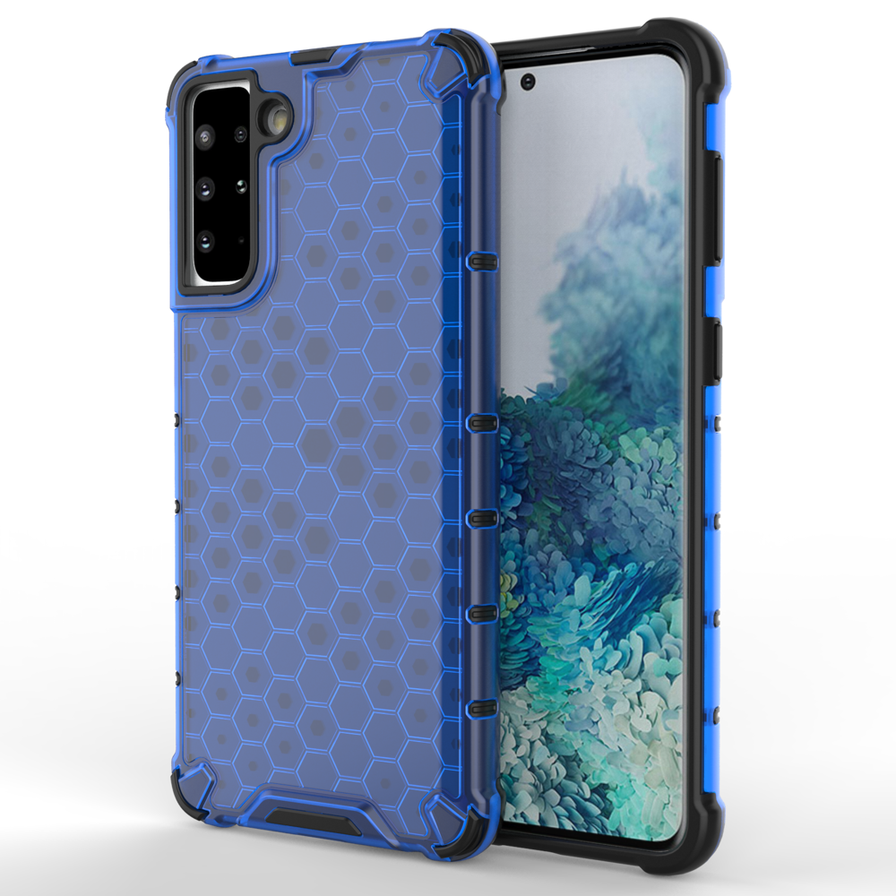 iTok webáruház - Hurtel Honeycomb páncéltok Samsung Galaxy S21+ 5G készülékhez, kék 1 Honeycomb Case armor cover with TPU Bumper for Samsung Galaxy S21+ 5G (S21 Plus 5G) blue