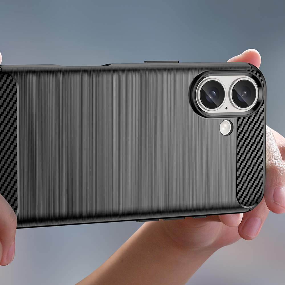 iTok webáruház - Hurtel Carbon Case szilikon tok iPhone 16 készülékhez (fekete) 6 Carbon Case for iPhone 16 Silicone Case (fekete)