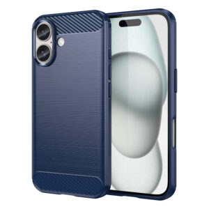 Carbon Case szilikon tok iPhone 16 készülékhez (kék)