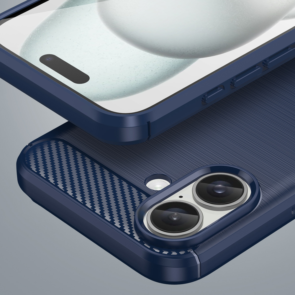 iTok webáruház - Hurtel Carbon Case szilikon tok iPhone 16 készülékhez (kék) 7 Carbon Case for iPhone 16 Silicone Case (kék)