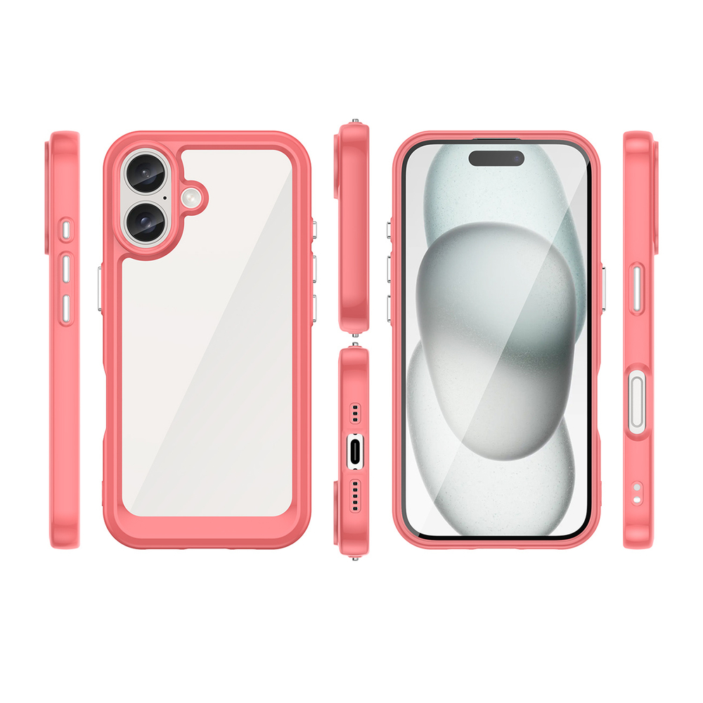 iTok webáruház - Hurtel Outer Space Case tok iPhone 16 (piros) 2 Outer Space Case with Gel Frame for iPhone 16 (piros)