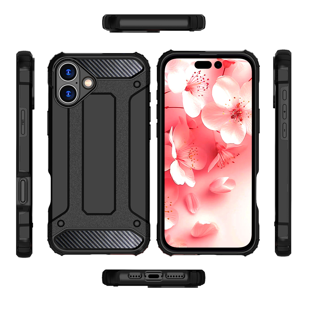 iTok webáruház - Hurtel Hybrid Armor iPhone 16 tok (fekete) 4 Hybrid Armor iPhone 16 Case (fekete)