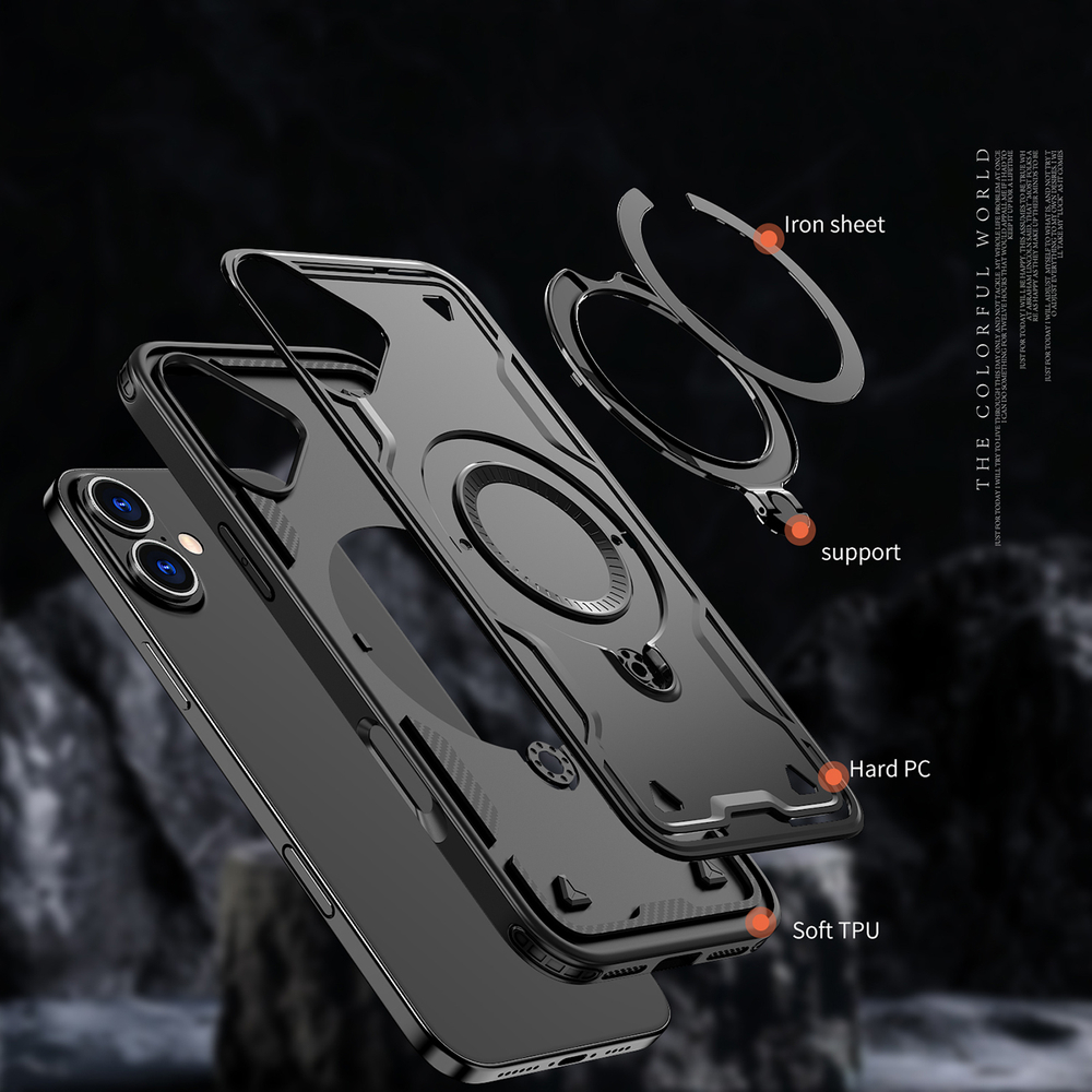 iTok webáruház - Hurtel Hybrid Armor Trendy tok MagSafe-fel iPhone 16-hoz (fekete) 2 Hybrid Armor Trendy Case with MagSafe for iPhone 16 (fekete)