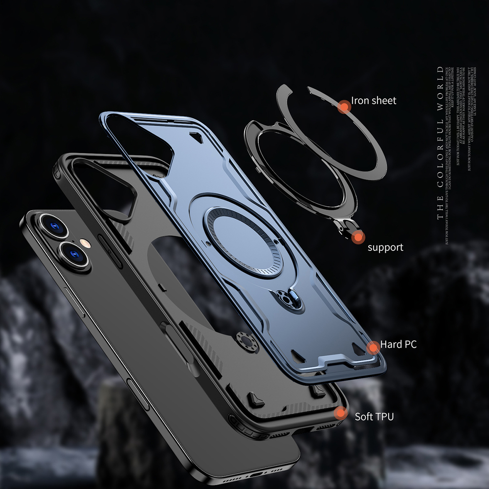 iTok webáruház - Hurtel Hybrid Armor Trendy tok MagSafe-kompatibilis iPhone 16-hoz (kék) 2 Hybrid Armor Trendy Case with MagSafe for iPhone 16 (kék)