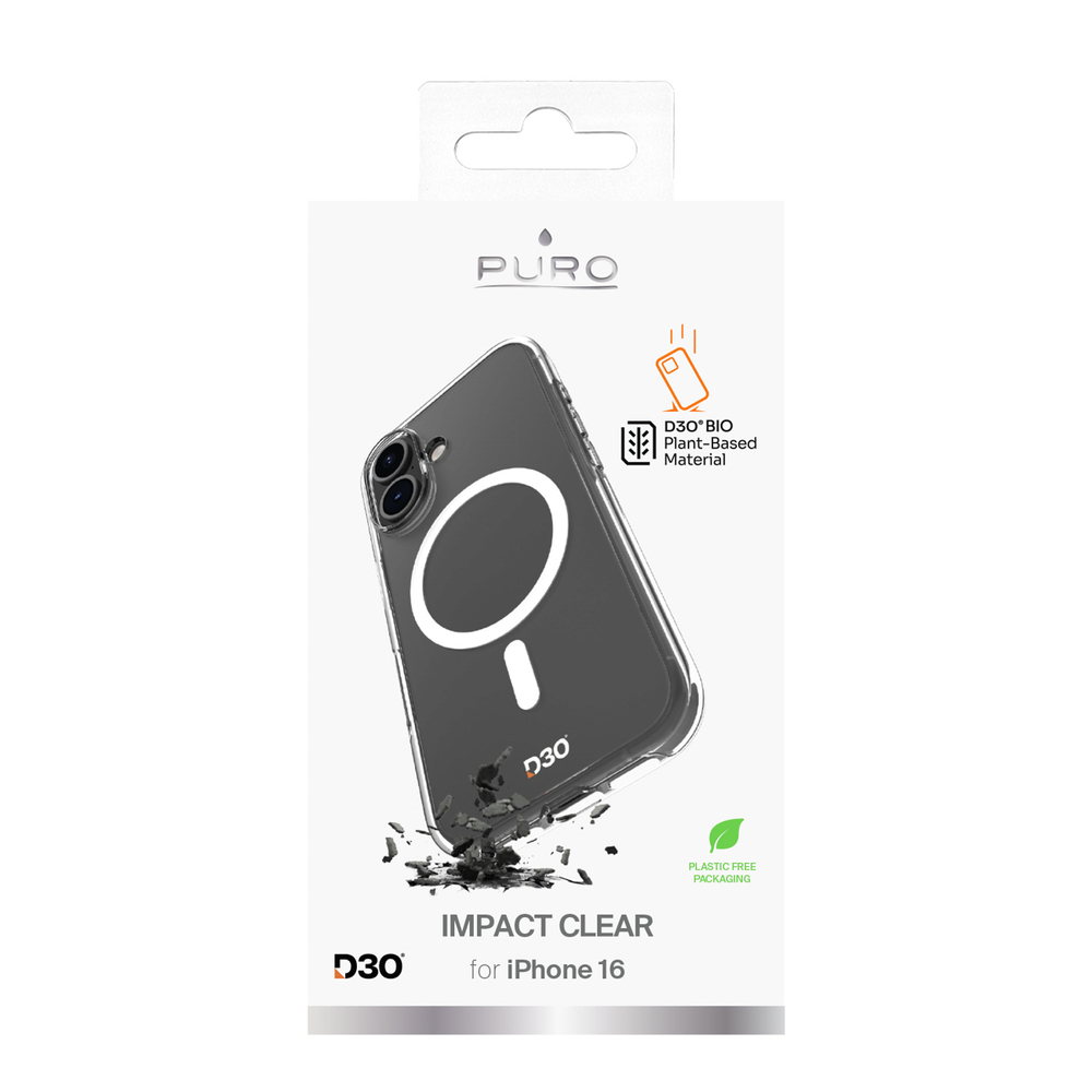 iTok webáruház - Puro Puro Impact Clear D3O MagSafe szilikon tok iPhone 16 készülékhez (átlátszó) 2 Puro Impact Clear D3O MagSafe Silicone Case for iPhone 16 (átlátszó)
