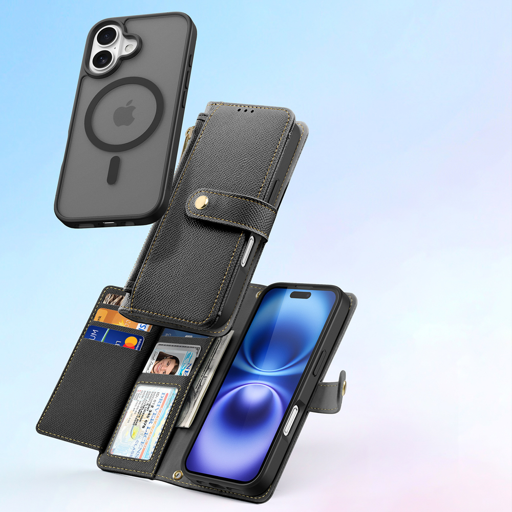 iTok webáruház - Dux Ducis Dux Ducis Lawa bőr tok iPhone 16 készülékhez (fekete) 3 Dux Ducis Lawa Leather Case for iPhone 16 (fekete)