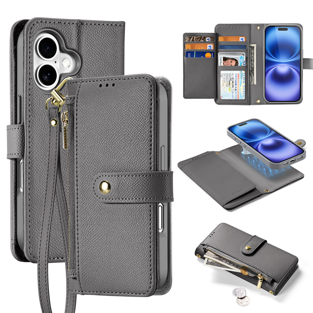 iTok webáruház - Dux Ducis Dux Ducis Lawa bőr tok iPhone 16 készülékhez (szürke) 1 Dux Ducis Lawa Leather Case for iPhone 16 (szürke)