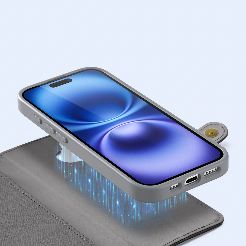 iTok webáruház - Dux Ducis Dux Ducis Lawa bőr tok iPhone 16 készülékhez (szürke) 5 Dux Ducis Lawa Leather Case for iPhone 16 (szürke)