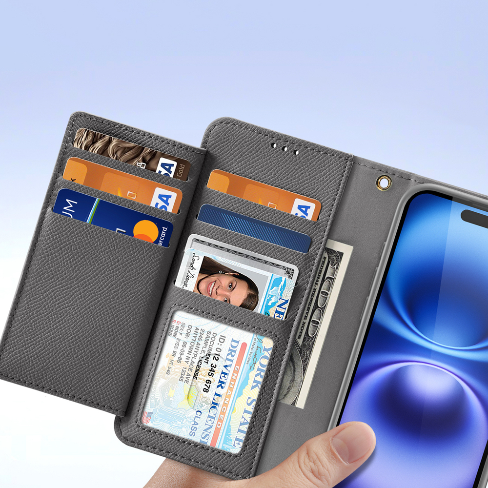 iTok webáruház - Dux Ducis Dux Ducis Lawa bőr tok iPhone 16 készülékhez (szürke) 7 Dux Ducis Lawa Leather Case for iPhone 16 (szürke)