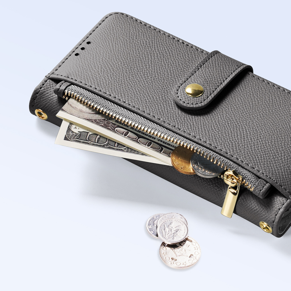 iTok webáruház - Dux Ducis Dux Ducis Lawa bőr tok iPhone 16 készülékhez (szürke) 8 Dux Ducis Lawa Leather Case for iPhone 16 (szürke)