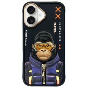 Nimmy Cool&Cute 2.0 Monkey tok iPhone 16-hoz (fekete)