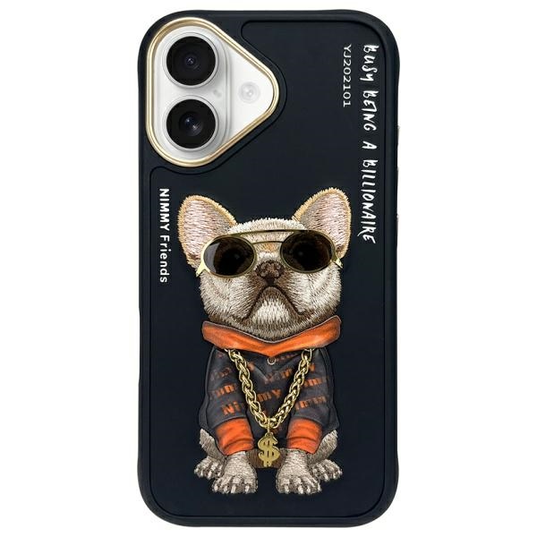 iTok webáruház - Hurtel Nimmy Glasses Cool Dog tok iPhone 16 készülékhez (fekete) 1 Nimmy Glasses Cool Dog iPhone 16 Case (fekete)
