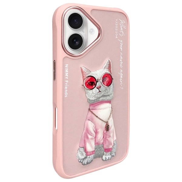 iTok webáruház - Hurtel Nimmy Glasses Cool Cat iPhone 16 tok (rózsaszín) 2 Nimmy Glasses Cool Cat iPhone 16 Case (rózsaszín)