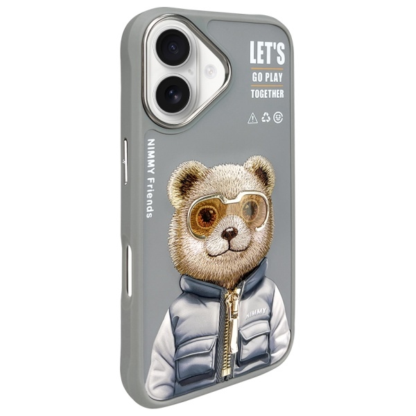 iTok webáruház - Hurtel Nimmy Cool&Cute 2.0 Bear tok iPhone 16-hoz (szürke) 2 Nimmy Cool&Cute 2.0 Bear Case for iPhone 16 (szürke)