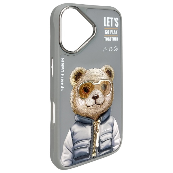 iTok webáruház - Hurtel Nimmy Cool&Cute 2.0 Bear tok iPhone 16-hoz (szürke) 4 Nimmy Cool&Cute 2.0 Bear Case for iPhone 16 (szürke)
