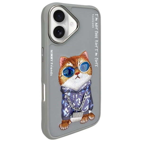 iTok webáruház - Hurtel Nimmy Glasses Cool Cat iPhone 16 tok (szürke) 2 Nimmy Glasses Cool Cat iPhone 16 Case (szürke)