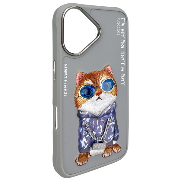 iTok webáruház - Hurtel Nimmy Glasses Cool Cat iPhone 16 tok (szürke) 4 Nimmy Glasses Cool Cat iPhone 16 Case (szürke)