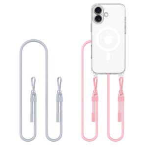 Tech-Protect Flexair Chain MagSafe tok iPhone 16-hoz (átlátszó, rózsaszín és szürke)