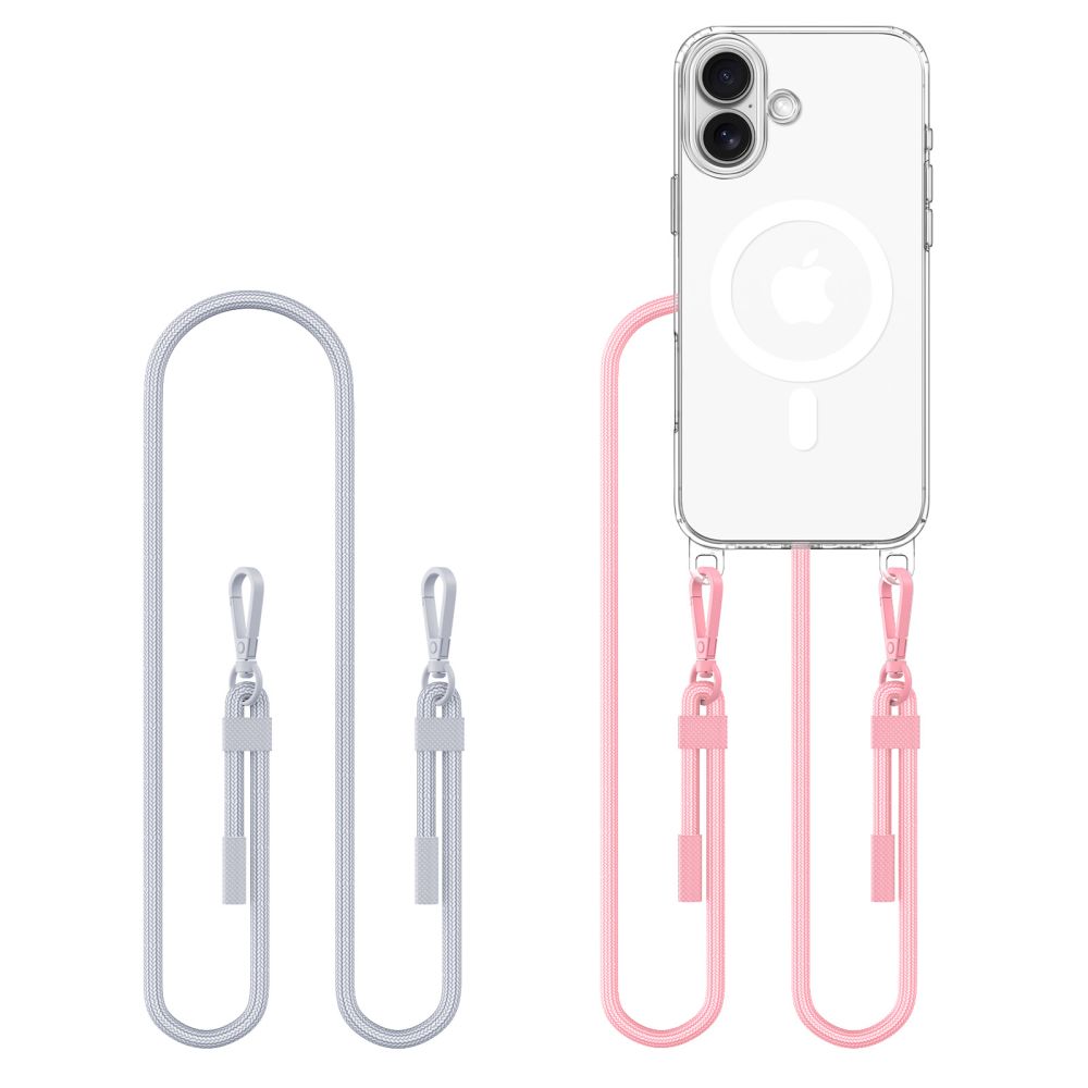 iTok webáruház - Tech-Protect Tech-Protect Flexair Chain MagSafe tok iPhone 16-hoz (átlátszó, rózsaszín és szürke) 1 Tech-Protect Flexair Chain MagSafe Case for iPhone 16 (átlátszó, rózsaszín és szürke)
