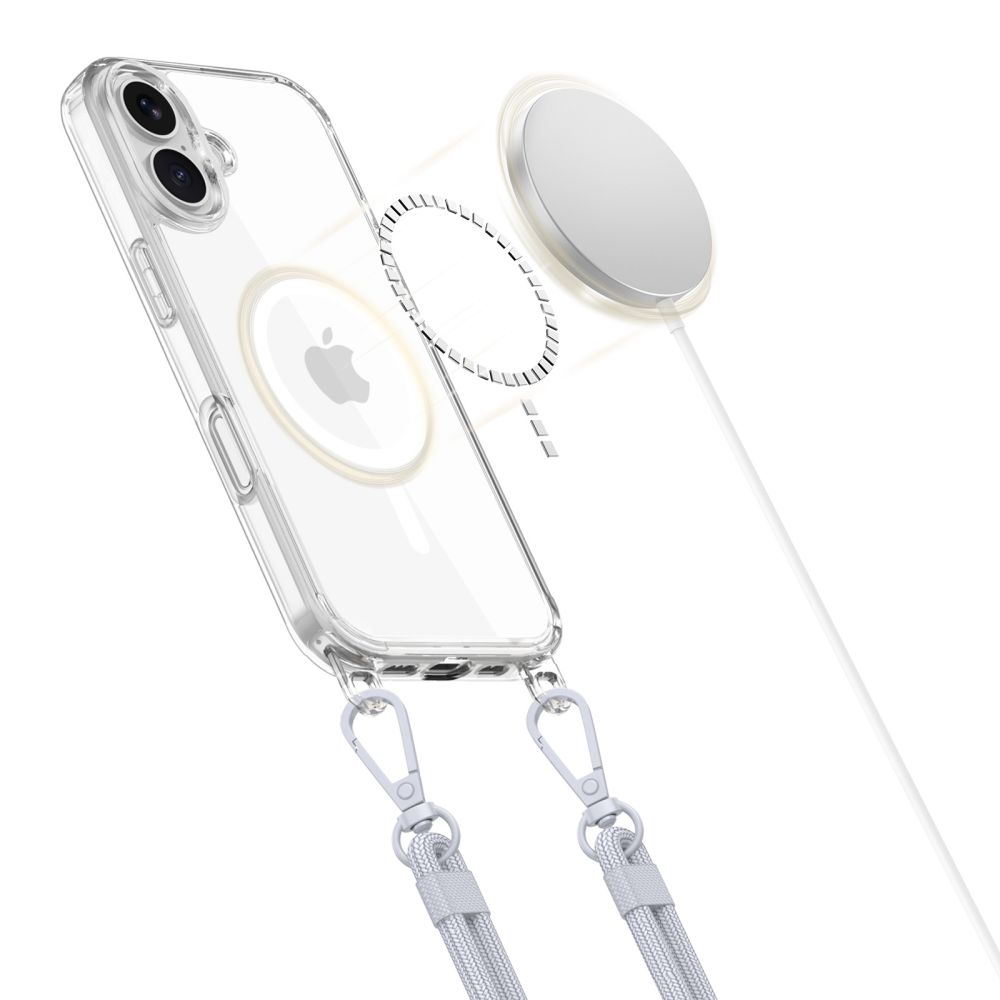 iTok webáruház - Tech-Protect Tech-Protect Flexair Chain MagSafe tok iPhone 16-hoz (átlátszó, rózsaszín és szürke) 3 Tech-Protect Flexair Chain MagSafe Case for iPhone 16 (átlátszó, rózsaszín és szürke)