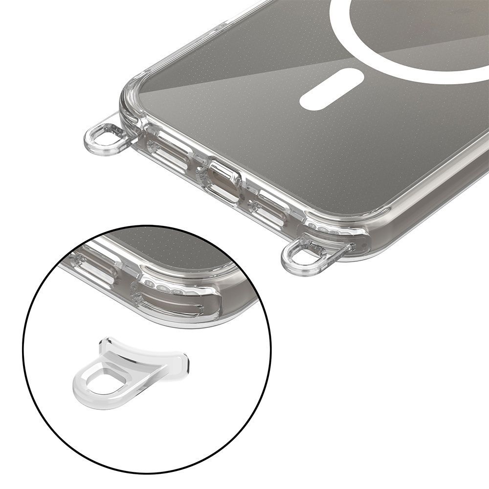 iTok webáruház - Tech-Protect Tech-Protect Flexair Chain MagSafe tok iPhone 16-hoz (átlátszó, rózsaszín és szürke) 4 Tech-Protect Flexair Chain MagSafe Case for iPhone 16 (átlátszó, rózsaszín és szürke)