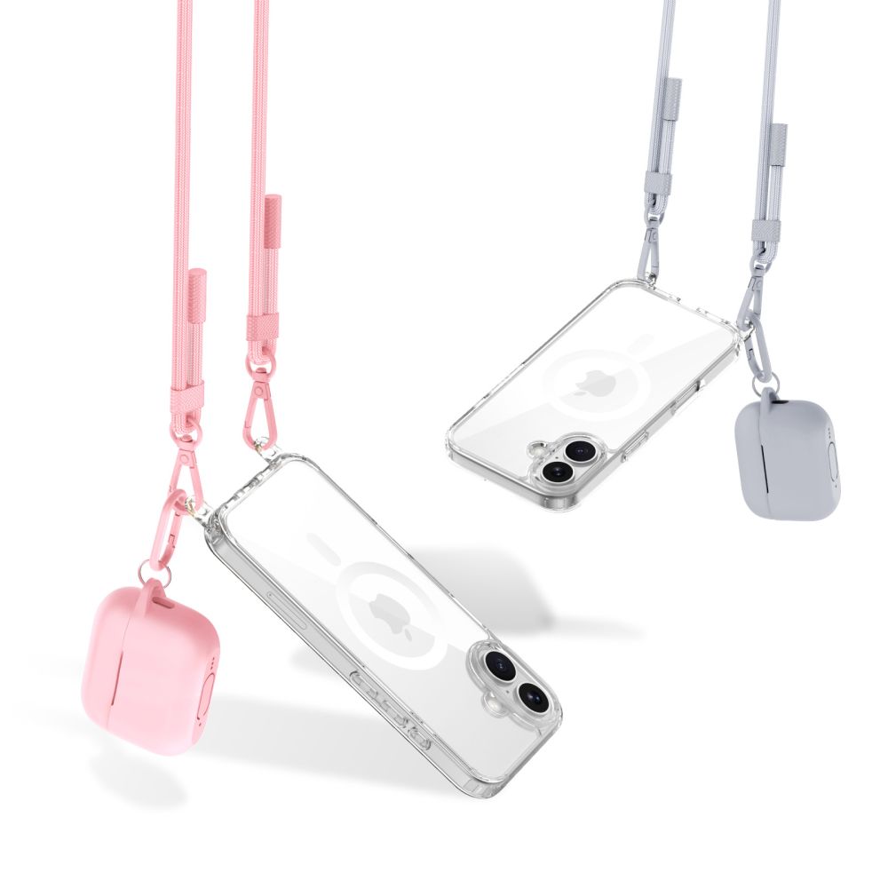 iTok webáruház - Tech-Protect Tech-Protect Flexair Chain MagSafe tok iPhone 16-hoz (átlátszó, rózsaszín és szürke) 5 Tech-Protect Flexair Chain MagSafe Case for iPhone 16 (átlátszó, rózsaszín és szürke)