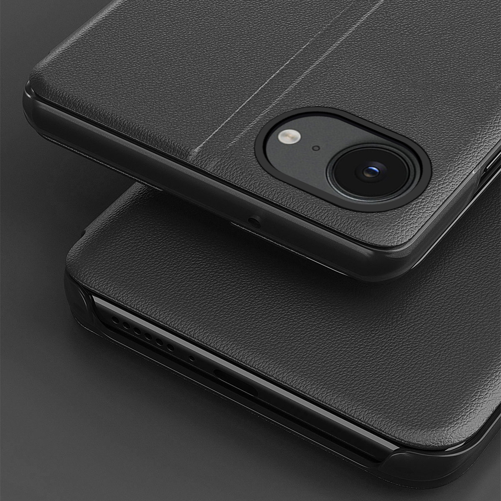 iTok webáruház - Hurtel Eco Leather View tok állvánnyal iPhone 16e / 17e készülékhez (fekete) 5 Eco Leather View Case, an elegant case with a flap and stand for iPhone 16e / 17e (fekete)