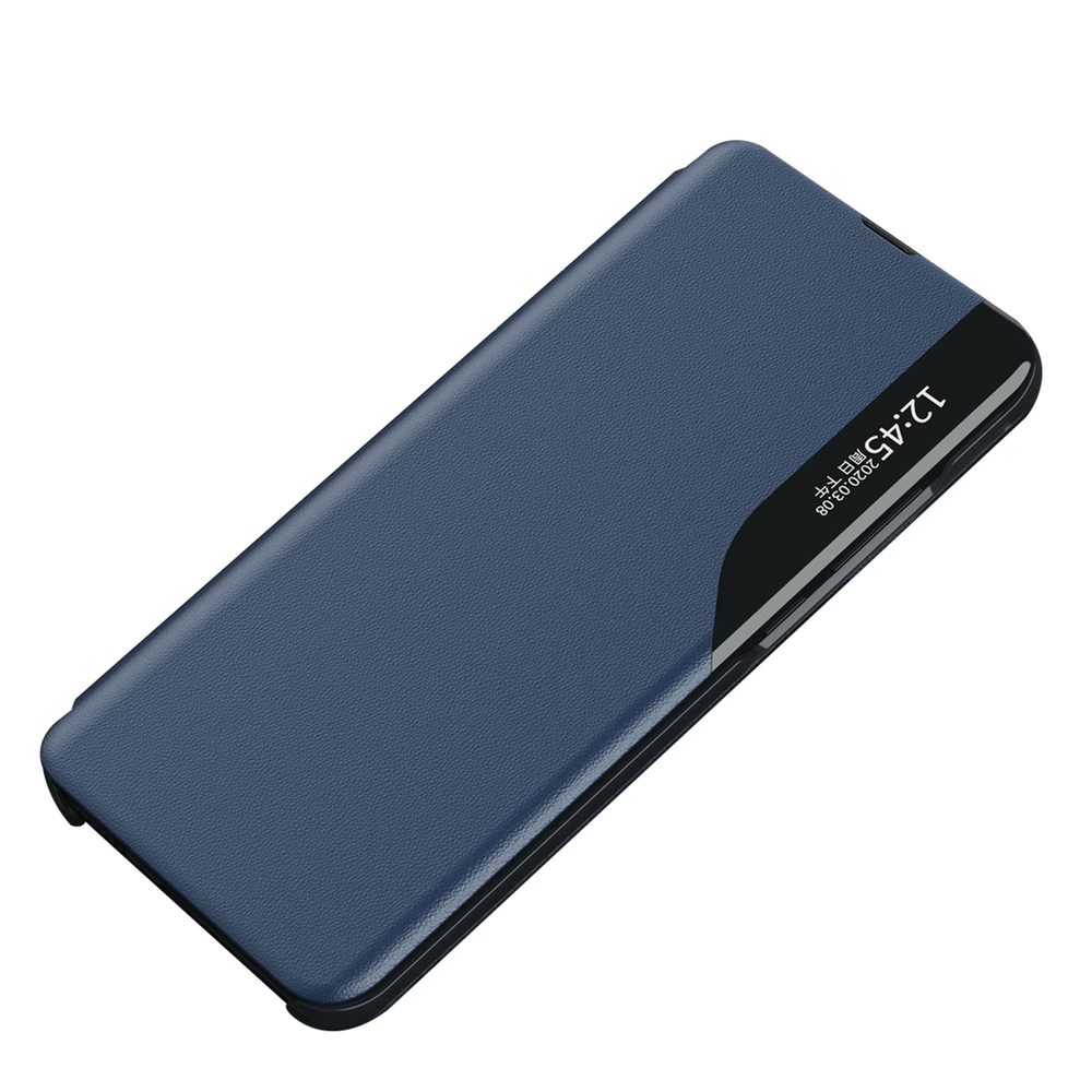 iTok webáruház - Hurtel Eco Leather View Case iPhone 16e / 17e tok (kék) 2 Eco Leather View Case, an elegant case with a flap and stand for iPhone 16e / 17e (kék)