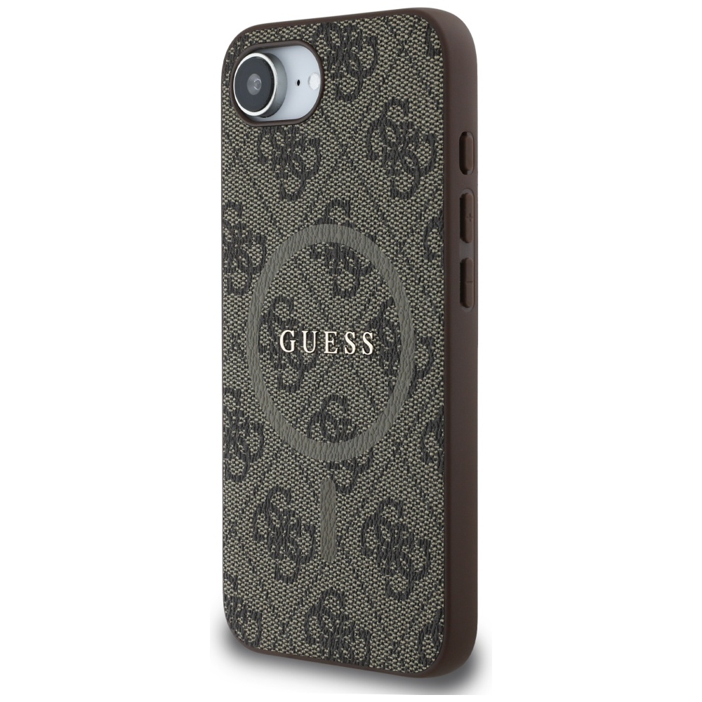iTok webáruház - Guess Guess 4G Ring Classic Logo MagSafe iPhone 16e tok (barna) 2 Guess 4G Ring Classic Logo MagSafe iPhone 16e Case (barna)